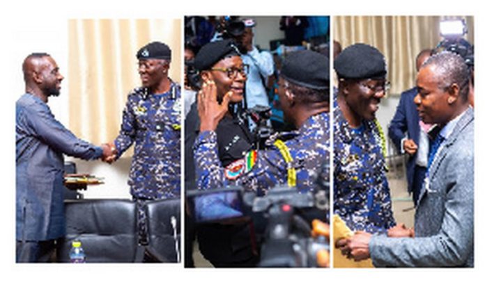 Combination photos of IGP exchanging pleasanteries with three brothers Credit : IGP photographer Combination photos of IGP exchanging pleasanteries with three brothers Credit : IGP photographer