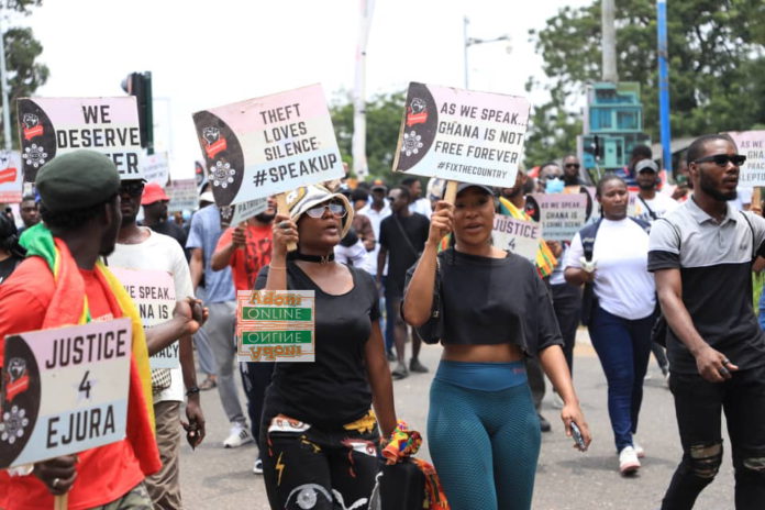 Occupy Julorbi House Demo Day 2_130 Singer Efya and actress Efia Odo at the #OccupyJulorbiHouse demo in Accra