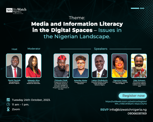 Bizwatch Nigeria Presents Webinar on Media and Information Literacy in the Digital Spaces: Issues in the Nigerian Landscape