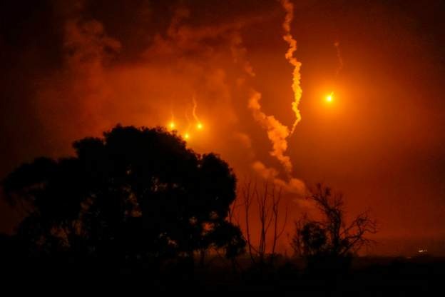 Israeli flares over the northern Gaza Strip on Wednesday