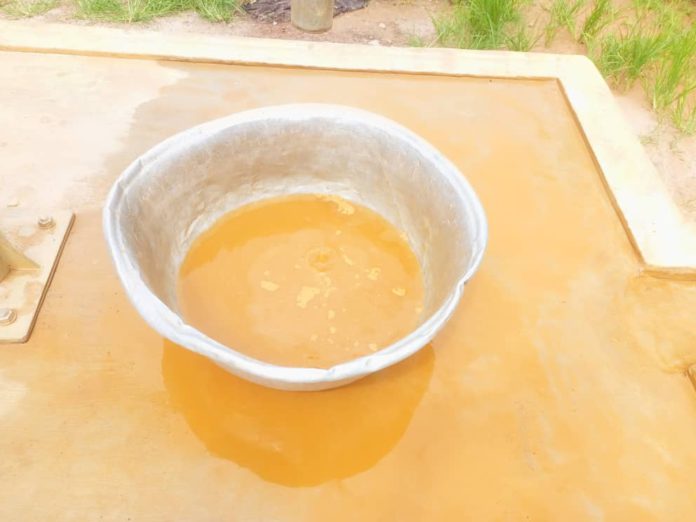 Newly-constructed borehole at Sehwi turn muddy