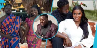 Ghanaian couple Jeph and Alice look stunning together in elegant Kente. Photo credit: @ose_douglas_live