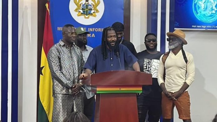 Smallgod, Samini, Black Sherif, Reggie Rockstone at the Minister's press briefing on Thursday December 14th