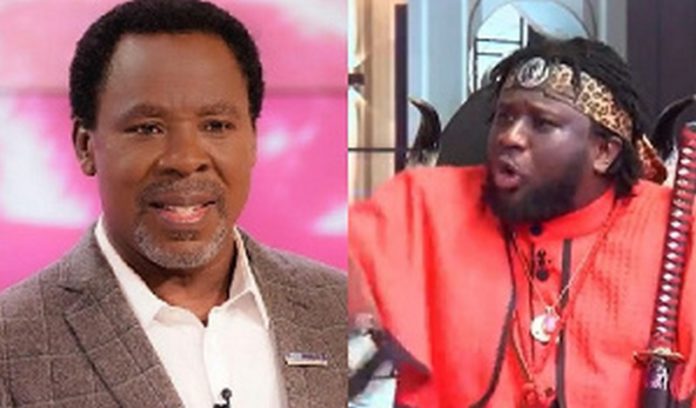 Ajagurajah (right) fires critics of the late TB Joshua (left) Ajagurajah (right) fires critics of the late TB Joshua (left)