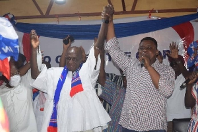 Isaac Darko (right) declares Ambrose Dery duly elected NPP aspirant Isaac Darko (right) declares Ambrose Dery duly elected NPP aspirant