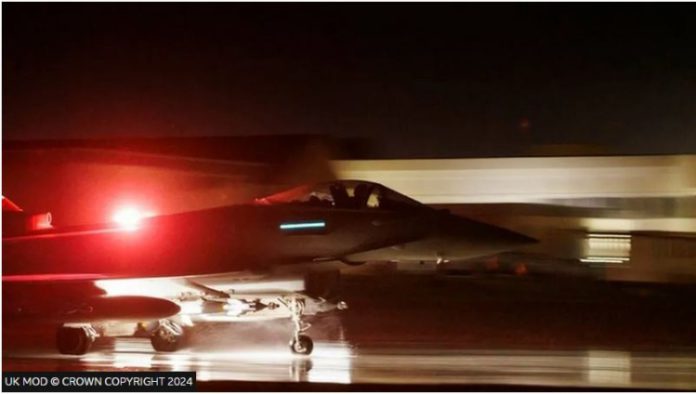 Four RAF Typhoon warplanes took part in Monday's strikes, the UK said