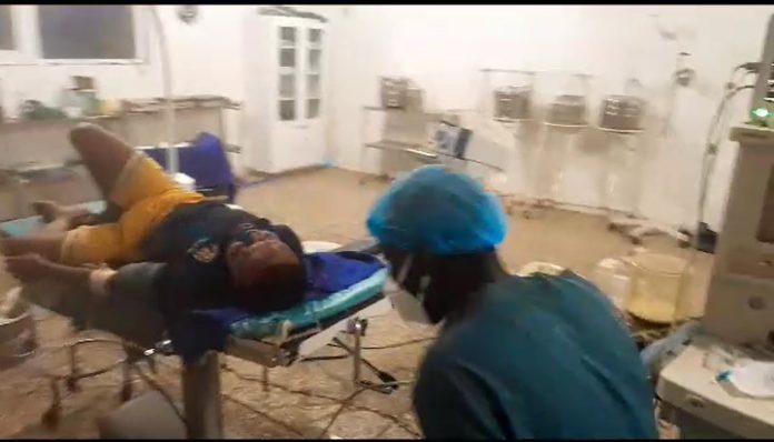 One of the victims of the shooting incident receiving attention at the hospital