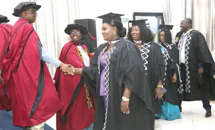 Some graduates being congratulated by members of convocation at the 2023 graduation ceremony at the University of Ghana, Legon. Picture: SAMUEL TEI ADANO Some graduates being congratulated by members of convocation at the 2023 graduation ceremony at the University of Ghana, Legon. Picture: SAMUEL TEI ADANO