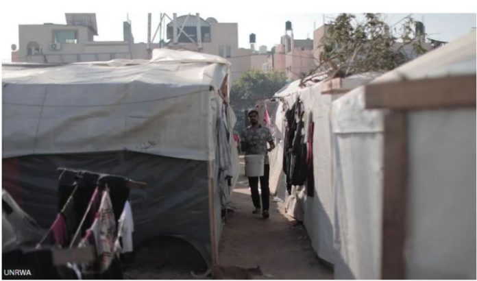 UNRWA's Gaza director said tens of thousands of people were sheltering at the Khan Younis Training Centre.