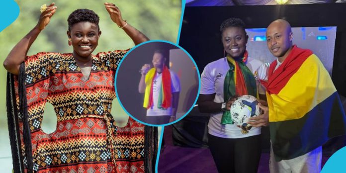 Afua Asantewaa Aduonum sings the national anthem at Black Stars event Photo source: Instagram/AfuaAsantewaaAduonum Afua Asantewaa Aduonum sings the national anthem at Black Stars event Photo source: Instagram/AfuaAsantewaaAduonum