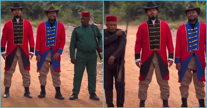 Ramsay Nouah, Victor Osuagwu And Charles Awurum on a film set in Ghana Photo credit: @Lil Win/Facebook Ramsay Nouah, Victor Osuagwu And Charles Awurum on a film set in Ghana Photo credit: @Lil Win/Facebook