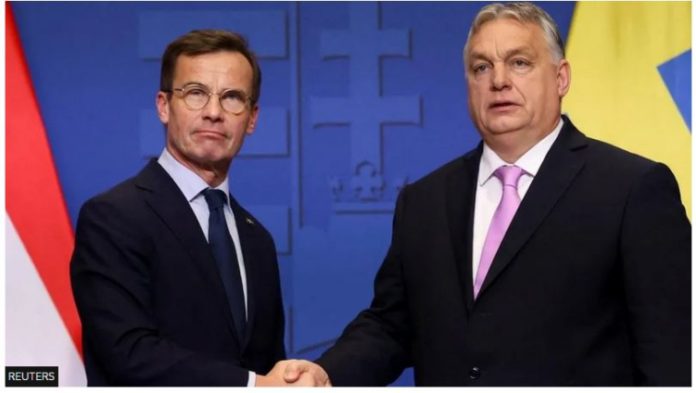 Swedish PM Ulf Kristersson and Hungarian PM Viktor Orban met in Budapest on Friday