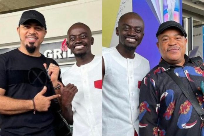 Ramsey Noah and Victor Osuagwu welcomed at the Kotoka International Airport, Ghana by Ghanaian actor Kwadwo Nkansh popualrly referred to as Lil Win for a film project titled "A Country called Ghana' Ramsey Noah and Victor Osuagwu welcomed at the Kotoka International Airport, Ghana by Ghanaian actor Kwadwo Nkansh popualrly referred to as Lil Win for a film project titled "A Country called Ghana'