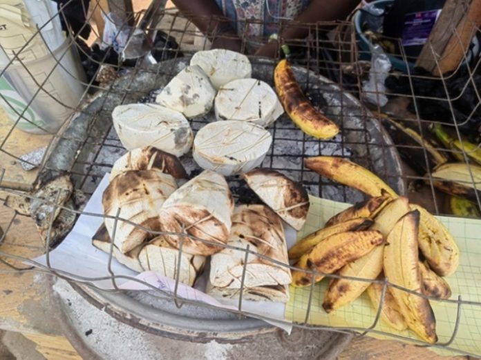 A small sliced roasted yam and koobi are both expensive A small sliced roasted yam and koobi are both expensive