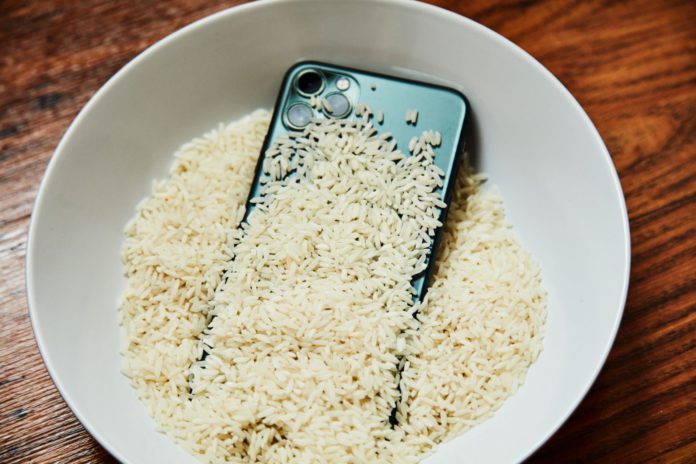 Phone in rice
