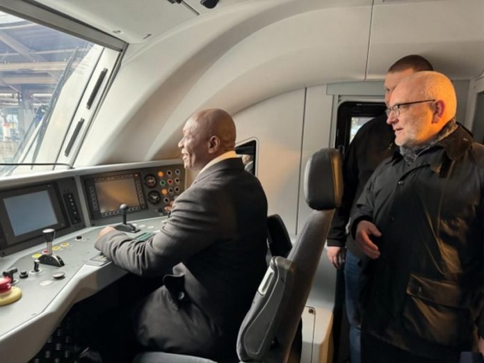 CEO of the Ghana Railways Development Authority, Yaw Owusu testing the train in Poland at the handing over ceremony last Friday CEO of the Ghana Railways Development Authority, Yaw Owusu testing the train in Poland at the handing over ceremony last Friday
