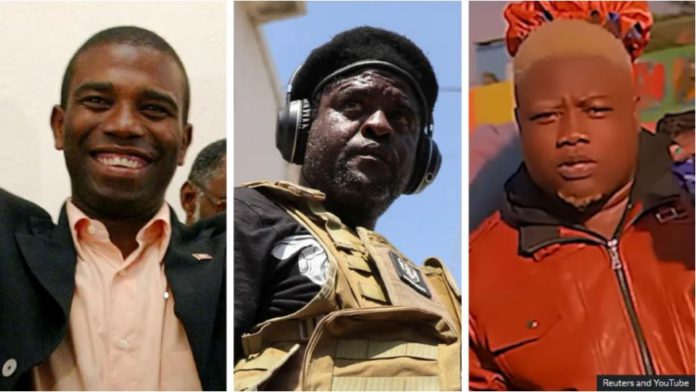 Ex-rebel Guy Philipe (left) and gang leaders Jimmy Chérizier and Johnson André are all vying for control