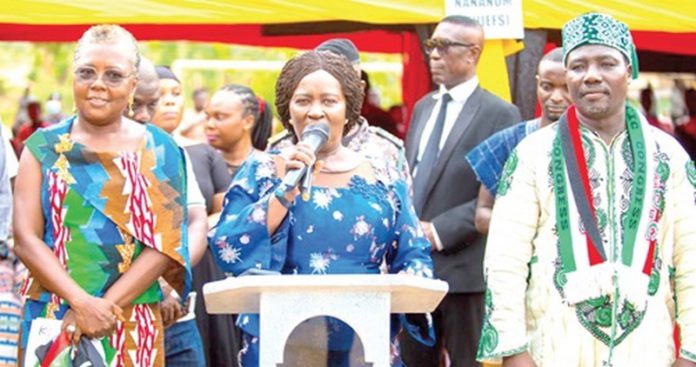 Opoku-Agyemang (Copy) Prof. Naana Jane Opoku-Agyemang (middle), NDC 2024 running mate, introducing Emilia Arthur (left), the NDC parliamentary candidate for Shama, at one of the events