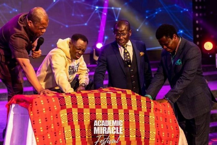 From Left: Rev Dr Stephen Yenusom Wengam; Rev Dr Kwadwo Boateng Bempah; Bishop Eddy Addy and Bishop Boniface Keelson, praying over the book to unveil it. From Left: Rev Dr Stephen Yenusom Wengam; Rev Dr Kwadwo Boateng Bempah; Bishop Eddy Addy and Bishop Boniface Keelson, praying over the book to unveil it.