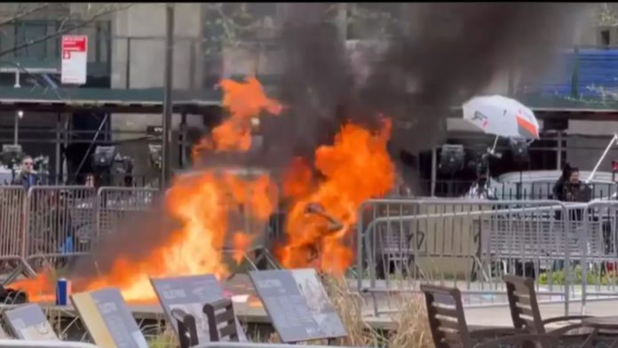Man sets himself on fire near courthouse where Trump is on trial