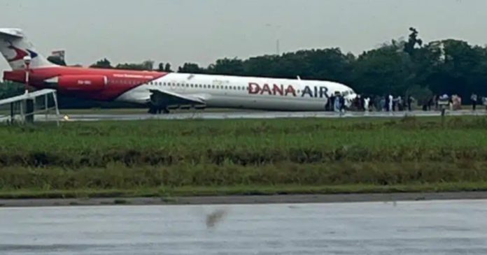 Dana Air aircraft with 83 onboard skids off Lagos airport runway
