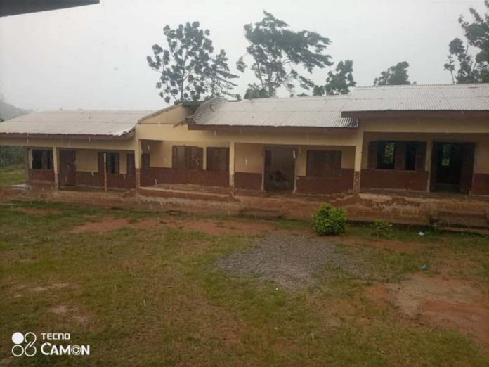 A rainstorm ripped off classrooms at Adinkrakrom M/A Basic School