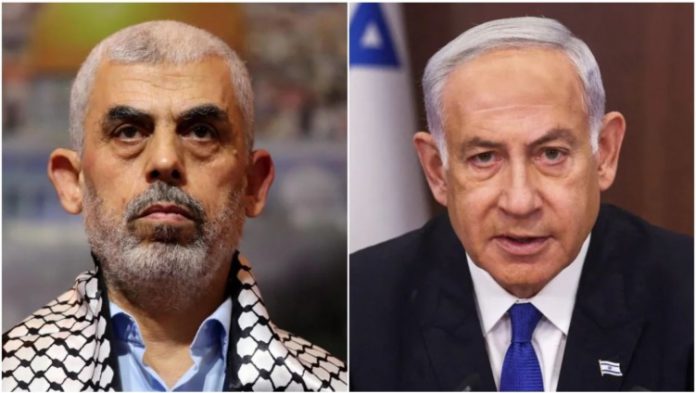 Hamas leader Yahya Sinwar and Israeli Prime Minister Benjamin Netanyahu