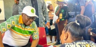 Jacob Zuma votes after being barred from running himself