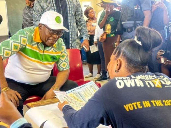 Jacob Zuma votes after being barred from running himself Jacob Zuma votes after being barred from running himself
