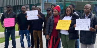 BBC | Teesside University students protested on campus on Tuesday morning
