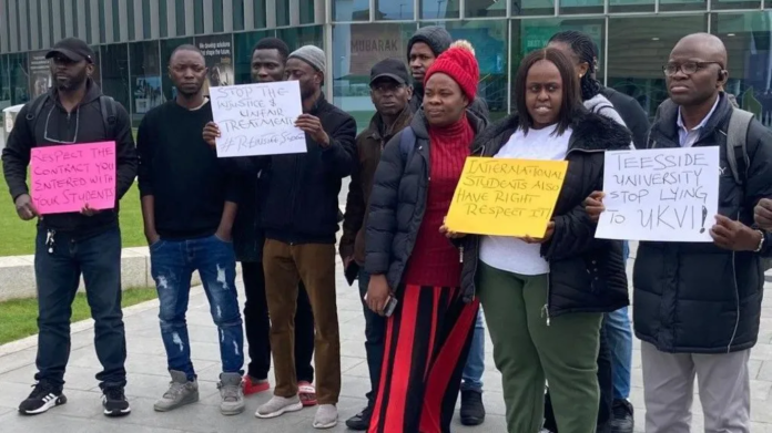 BBC | Teesside University students protested on campus on Tuesday morning BBC | Teesside University students protested on campus on Tuesday morning