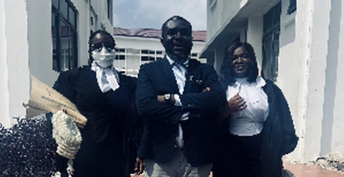 Ama Governor (in mask) with Oliver Barker-Vormawor (middle) and a colleague lawyer Ama Governor (in mask) with Oliver Barker-Vormawor (middle) and a colleague lawyer