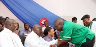 Then NDC member Koku Anyidoho greets Akufo-Addo at an NPP event - File photo