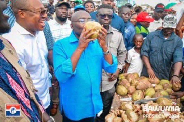 Dr Bawumia drinking coconut water Dr Bawumia drinking coconut water