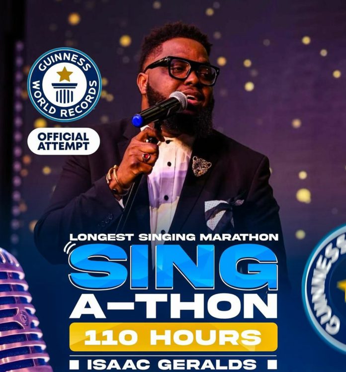 Nigerian attempts to break the Guinness World Record for longest singing marathon by an individual Nigerian attempts to break the Guinness World Record for longest singing marathon by an individual/ Issac Geralds