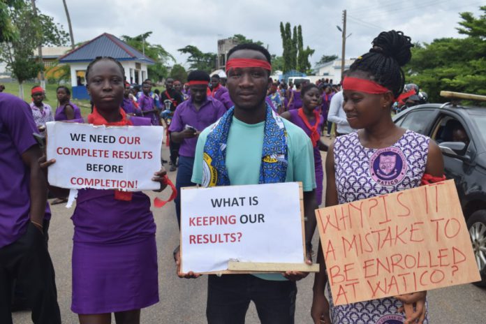 Wiaso College of Education final year students stage demo over result anomalies
