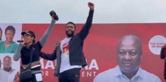 Kimathi Rawlings (R) and his sister Zanetor Agyeman-Rawlings campaigning for Mahama