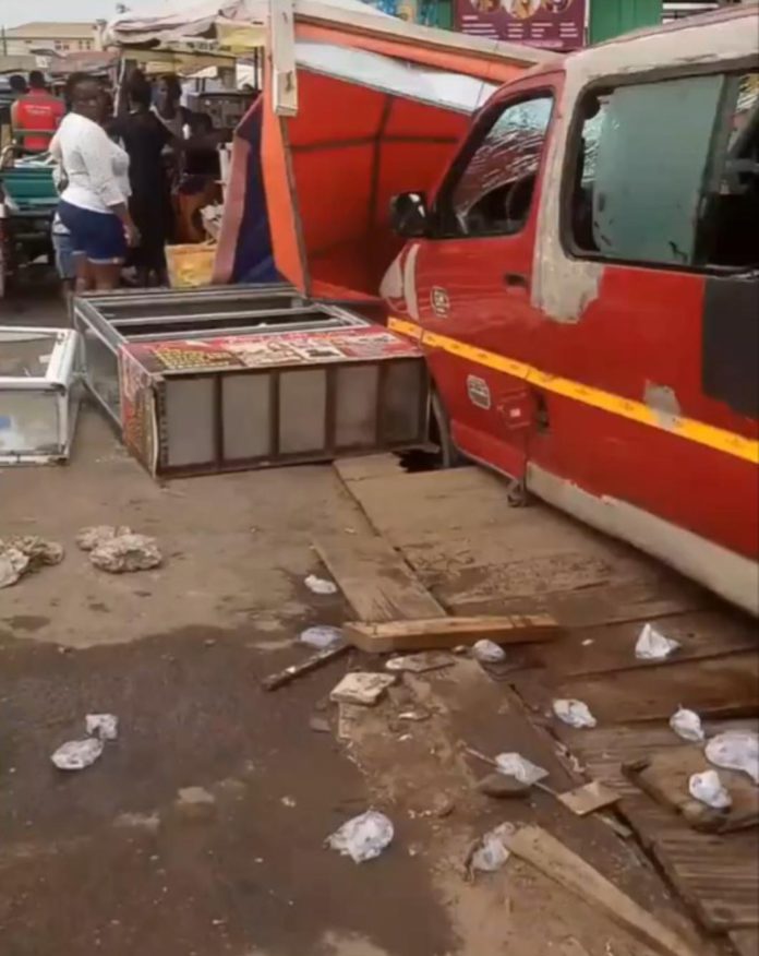 3 feared dead after 'trotro' runs into traders at Mallam Junction