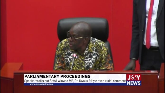 Video Thumbnail: Parliamentary proceedings: Speaker walks out Sefwi Wiawso MP, Dr. Kwaku Afriyie over ‘rude’ comment