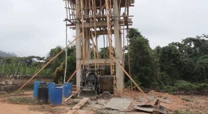 Ahafo Regional Minister and DCE inspect water station project in Abuom