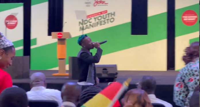 Olivetheboy performs at NDC Youth Manifesto launch at UPSA