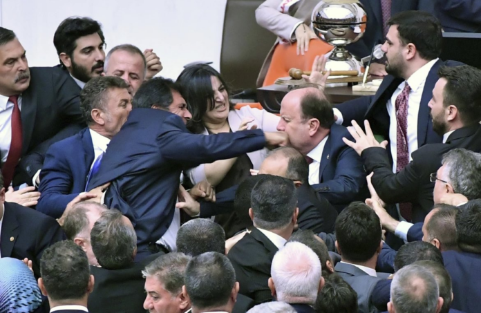 Chaos in Turkish parliament