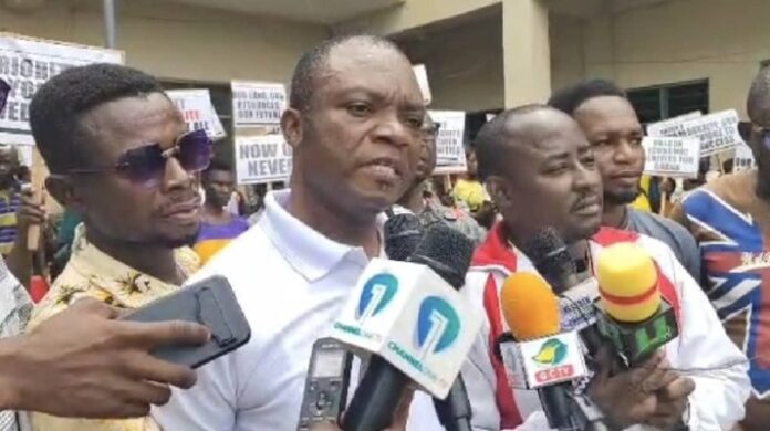 Dr. Peter Twum, leader of the protesters granting media interview (1)