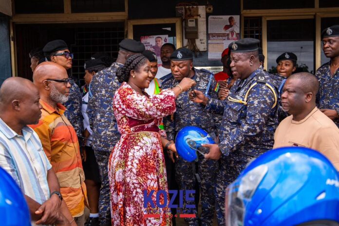 Akosua Manu Kozie boosts Adentan security with donation of motorbikes to police Kozie boosts Adentan security with donation of motorbikes to police