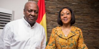 File photo: Former President John Mahama of the NDC and EC Chairperson Mrs Jean Mensa