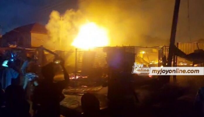Several shops in Kasoa on fire