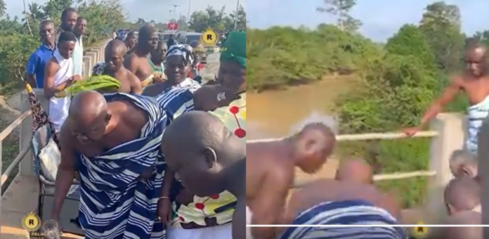 Moment libation was poured, ram sacrificed to allow Asantehene to cross River Pra Moment libation was poured, ram sacrificed to allow Asantehene to cross River Pra