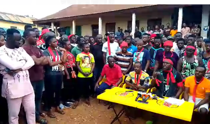 Miners at Akrokere stage demo against 'galamseyers'