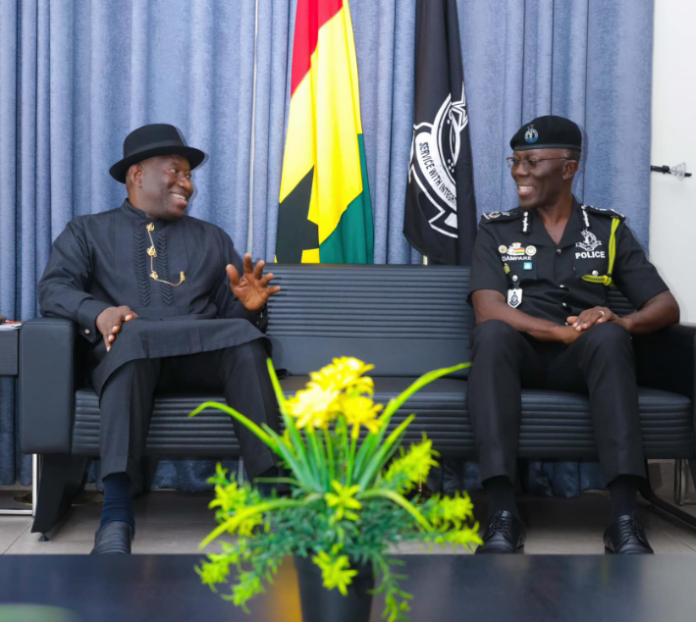 Ex-Nigerian president, Goodluck Jonathan meets Ghana police over election