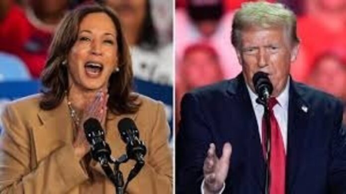 Former President Donald Trump shakes hands with Vice President Kamala Harris at the start of the ABC presidential debate in Philadelphia on Tuesday. Saul Loeb/AFP/Getty Images